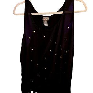 Dot's Black Sheer Front Tank with Gold Square Studs